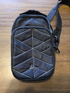Lug Skeeter Mini Crossbody in Black Rainbow Stripes